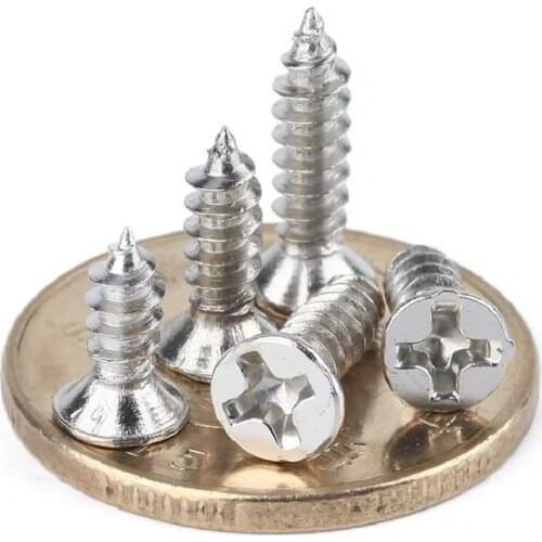 1000pcs/lot M1 M1.2 M1.4 M1.7 KA GB846 nickel plated phillips countersunk / flat head self tapping screw