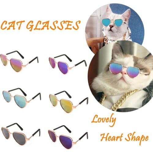 2021 Lovely Pet Cat Glasses Summer Eye-Wear Pet Products Kitty Toy Dog Sunglasses Photos Props Accessories Heart Shape Colorful