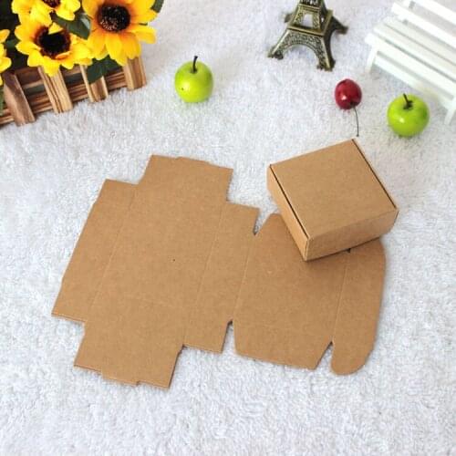 5.5*5.5*2.5cm Mini Brown Kraft Paper Snack Box Handmade Soap Business Card Gift Party Jewelry Cosmetic Packaging Pack Boxes