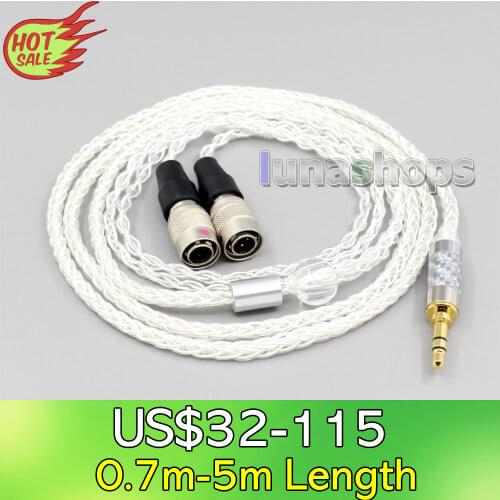 LN006559 2.5mm 4.4mm XLR 8 Core Silver Plated OCC Earphone Cable For Mr Speakers Ether Alpha Dog Prime