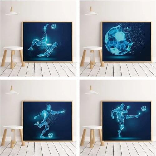 Watercolor Geometric Football Art Print Wall Children Room Decoration Painting Art Decor Posters Wall Art Canvas Painting