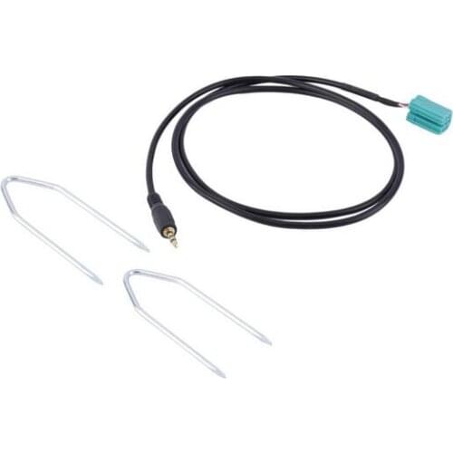 Aux Stereo Audio Line Input Adapter Cable 3.5mm for iPhone iPod MP3 + Removal Tool for Renault 2005-2011 Clio Megane 100cm