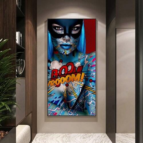 Large Size Masked Woman Graffiti Art Paintings on the Wall Art Posters and Prints Modern Art Girls Picture For Living Room Decor