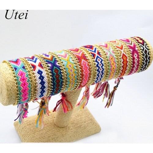 Utei Bracelet 10 Styles Mixed Amazing Handmade Woven Rope String Hippy Boho Embroidery Cotton Friendship Bracelets