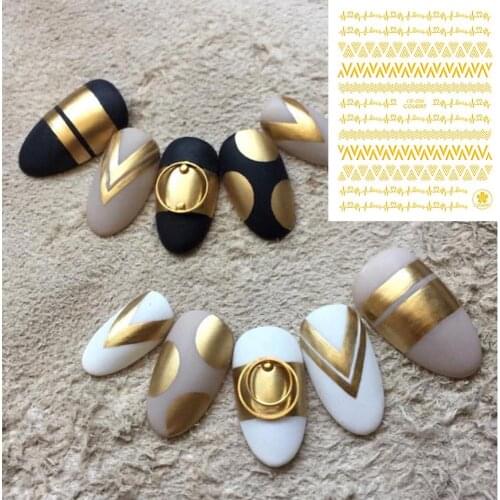 CB series CB-36 wave line Black White Gold Silver letters 3d nail art stickers decal template diy nail tool decorations