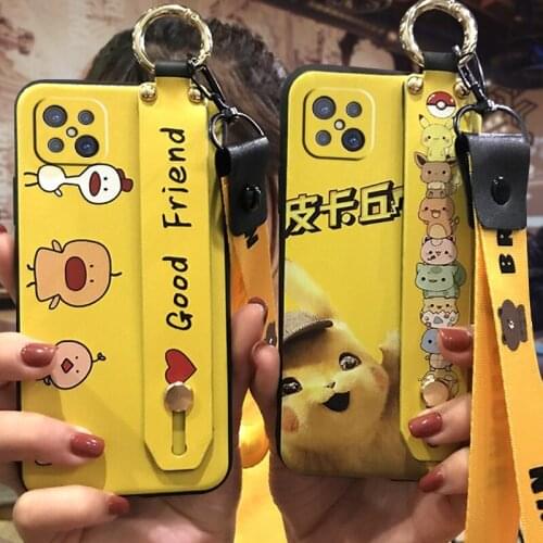 Cartoon Fashion Design Phone Case For OPPO A92S/Reno4Z 5G Soft Cover Wrist Strap New Shockproof For Girls