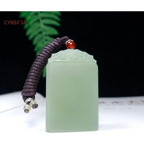 CYNSFJA New Real Certified Natural Hetian Jade Nephrite Mens Lucky Amulets Peace Jade Pendant Green Classical High Quality