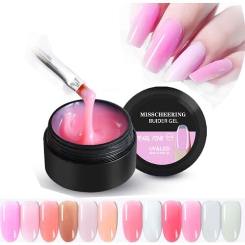 15ml Nail Extension Gel for Nails Finger Clear Pink UV Builder Gel Nail Polish Vanish Manicure Prolong Forms Gel 12 Colors
