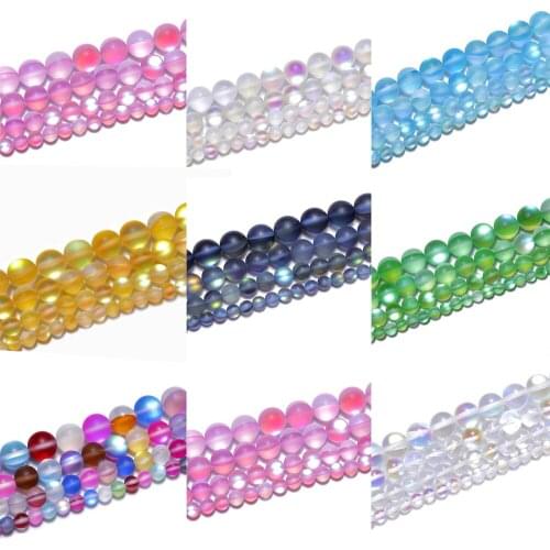 A++ Matte Pink Frosted Austrian Crystal Round Beads For Jewelry Making 6/8/10/12mm Glitter MoonStone Beads Diy Bracelet