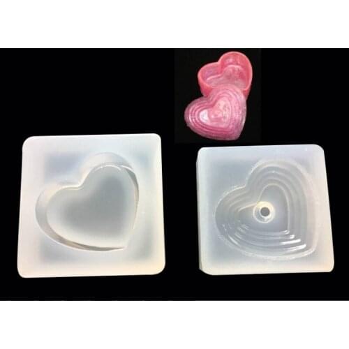 GLADZGT Mini heart-shaped storage box Liquid silicone mold DIY resin jewelry mold resin molds for jewelry