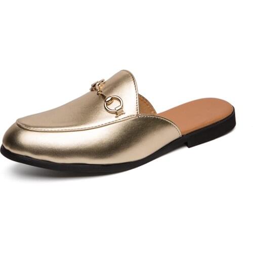 Summer couple luxury brand designer mens casual leather sandals Italian womens half length shoes slippers zapatillas mujer E45