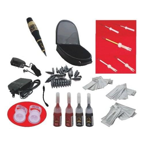 Permanent Makeup Eyebrow Machine Kit Tattoo Gun Microblading Needles Set With Carrying Case