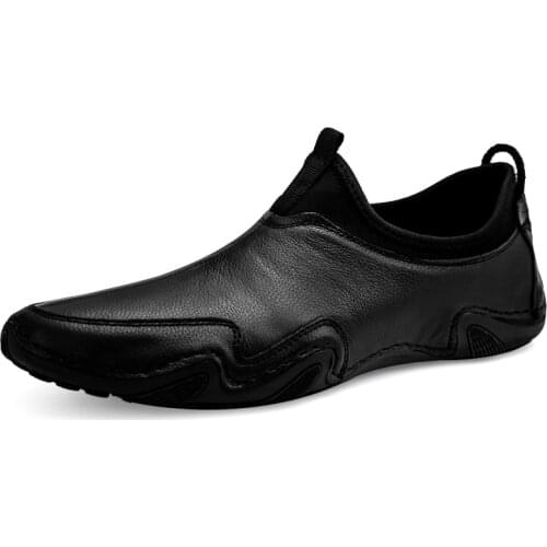 Mens Spring first layer cowhide business Pointed head Leather Shoes casual outdoor shoes non-slip rock hiking shoes