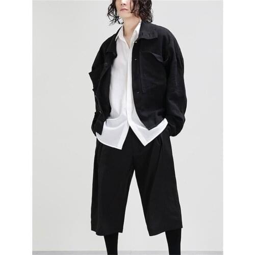 Mens casual pants, wide-leg pants, skirt pants, cropped pants, simple and classic