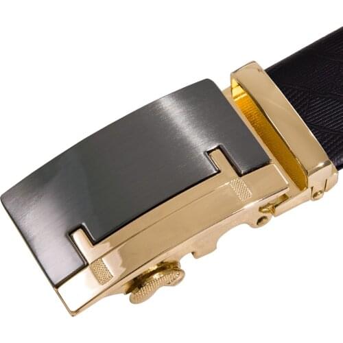 PK-2086 Barry.Wang110cm-160cmFashion Automatic Buckle Black Genuine Leather Belt Mens Belts Cow Leather Belts for Men Pant Suit