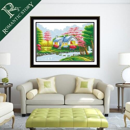 Romantic Story Happy house Scenery Decorations Cross Stitch Needlework DIY 11CT Printing Cross Stitch Sets For Embroidery Kits