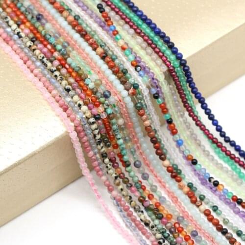 Natural Stone Rose Quartz Agate Garnet Beads 2 3 4mm Small Loose Round Bead for Jewelry Making Necklace DIY Bracelet Accessories