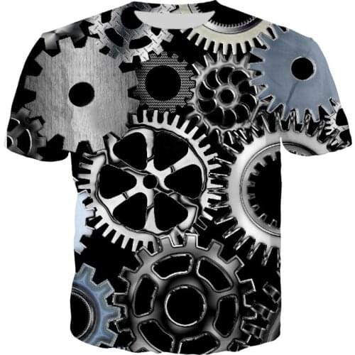 New Cool Men 3d T-shirts Machine Gear Printing Tees Tops O-neck Summer Short Sleeve Casual T Shirt Car Engine Machine Tshirts