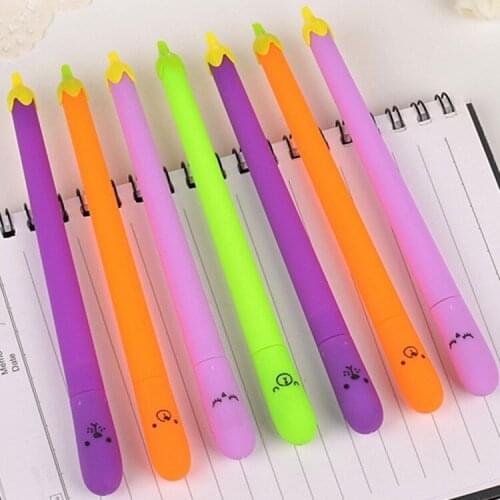 New Eggplant Shape Gel Pen Creative Cartoon Office Signature Pen Children Student Stationery Wholesale Cute School Supplies