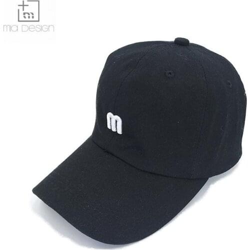 Solid Color M Letter 100%Cotton Fashion Sports Baseball Hat