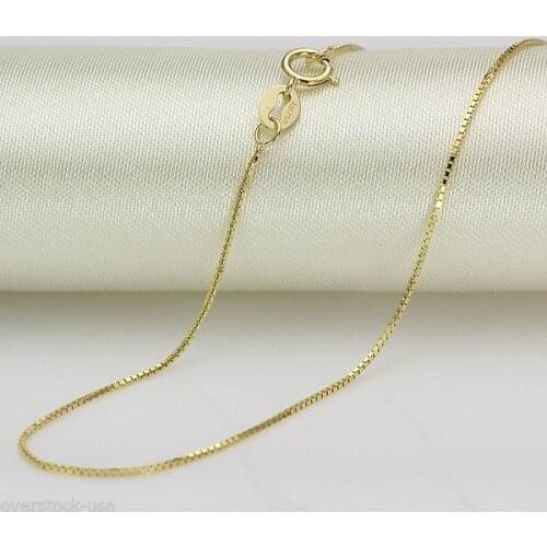 Onsale 39.9cm Slido 18k Oro Amarillo Collar 0.7mm Caja Cadena de Eslabones