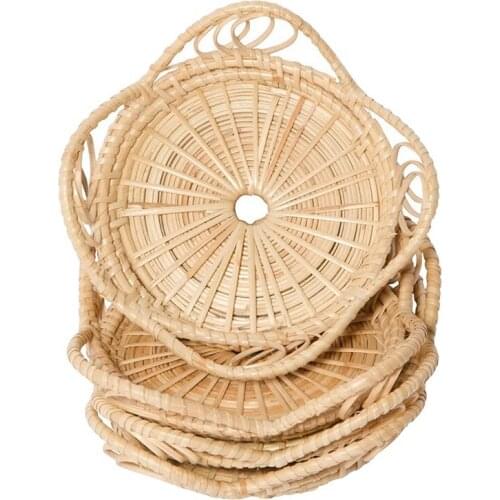 Handmade Rattan Coasters,Hot and Cold Drink Holders,Home Decorative,for Kitchen Bedroom Living Room Coffee Table,4 Pack