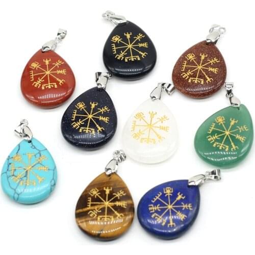 New Fashion Natural Stone Aventurine Jades Charms Reiki Healing Drop Shape Amulet Pendant for DIY Necklace Jewelry Making Gift