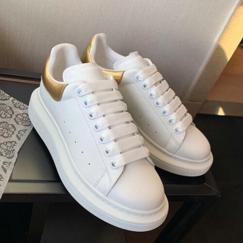 Plus Size 34 44 Casual White Womens Shoes 2020 Spring Women Platform Sneakers Shoes Lace Up Mixed Colors Gold Silver Flat Shoes