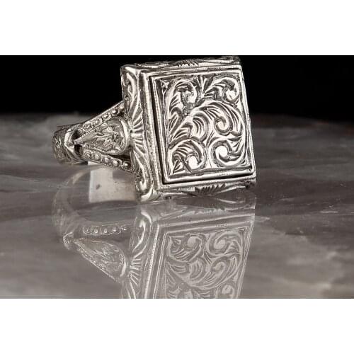 Handmade Pen İşçilikli 925 Sterling Mens Silver Ring