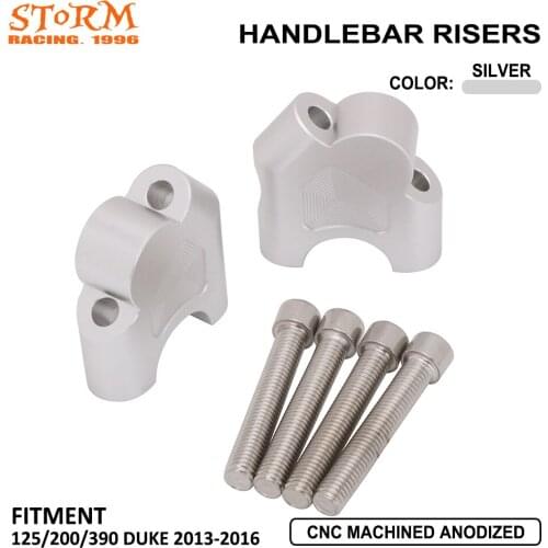 Silver Motorcycle Handlebar Extension Riser Mount Mounting Hardware 30mm Clamp Case For KTM Duke 125 200 390 2013 2014 2015 2016