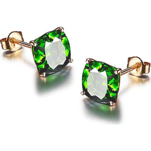 CAOSHI Luxury Stud Earrings Women Green Crystal Zirconia Stone Accessories for Party Aristocratic Lady Jewelry Exquisite Gift