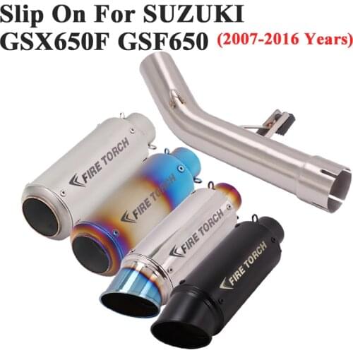 Slip On For SUZUKI GSX650F GSF650 2007 - 2016 Motorcycle FIRE TORCH Exhaust Escape Modify Tube Link Pipe GP Muffler DB Killer