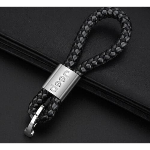 Car Styling 3D Metal Braided Rope Keychain Key ring For Jeep Grand Cherokee Compass Commander Wrangler