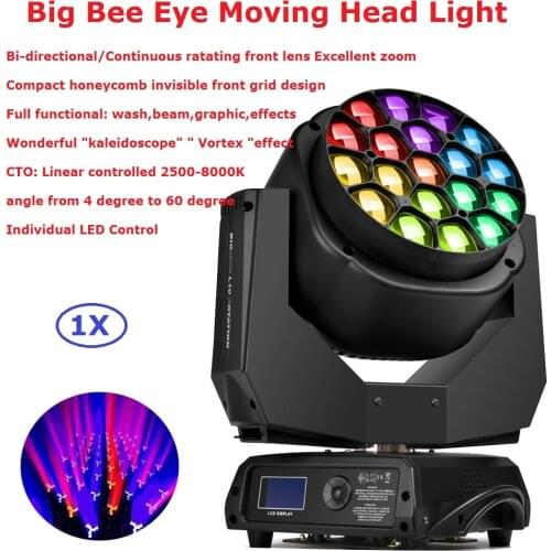 Clay Paky Lighting 19X15 RGBW Quad Color LED Big Bee Eye Moving Head Beam Lights 100-240V Professional Stage Lighting Equipments