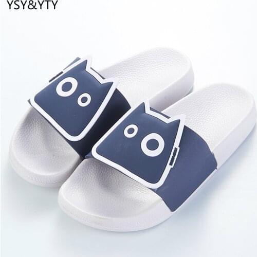 2019 Slippers female summer home cute cartoon couple plastic thick bottom slippers soft bottom anti-skid slippers male summer