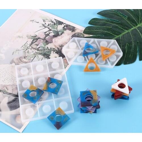 Triangle Hexagon Square Rectangle Flowerpot Silicone Epoxy Resin Mold DIY Coaster Pen Holder Table Craft Casting Home Decoration