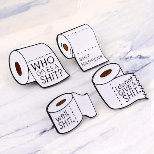Creative Happens Enamel Pin Metal Toilet Paper Brooch Daily Supplies Funny Asymmetric Badge Hat Bag Clothes Accessories