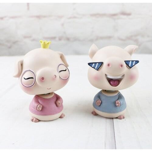 Car Decoration Shaking the head Pig Cartoon Hand Craftwork Mode Resin Doll Toy Auto Dashboard Ornament Fashion Children Gifts