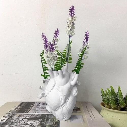 Heart-shaped Vase Creative Crafts Resin Flower Pot Statue Vase Anatomical Desktop Decoration Home Living Room Balcony Decoration