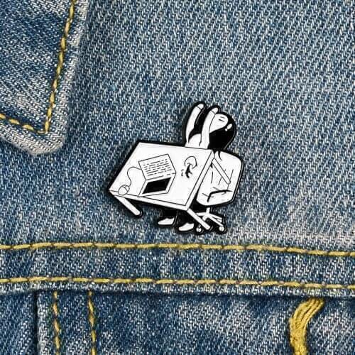 Fun Office Enamel Pin Flipping table Metal Lapel Pin Badge Angry action Brooch For Women Men Creative Gift Fashion Jewelry