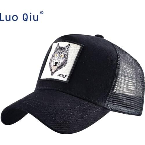 Embroidery Wolf pattern caps for mem Cotton Breathable Mesh Baseball Cap women Snapback Hip Hop cap Sun visor Bone Gorras