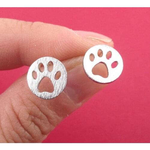 Daisies One Pair Cute Bear Cat Paw Stud Earrings Animal Panda Paw Print Stud Earrings Cut Out Round Dog Paw Boucles d'oreilles