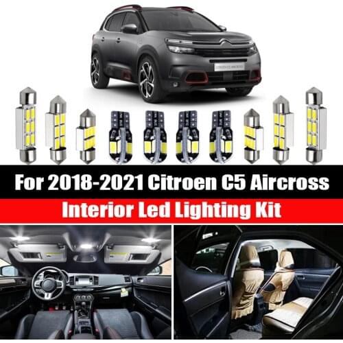 10pcs For Citroen C5 Aircross 2018-2021 Canbus Interior LED Map Reading Dome Light Kit Vehicle Indoor Trunk Bulbs Auto Lamp