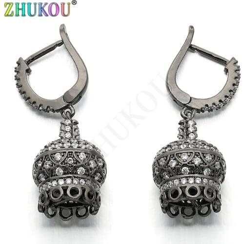 12*32mm High Quality Brass Cubic Zirconia Tassel Caps Pendant for Diy Jewelry Findings, Hole: 8mm, Model:VM16