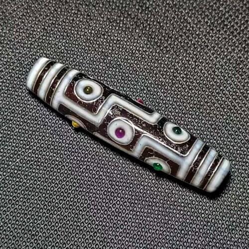 190821 Tibet Agate Beads 9eyes DZI S925 tourmaline gemstone inlay Green Big DZI amulet men&women jewelry DIY Free Shipping