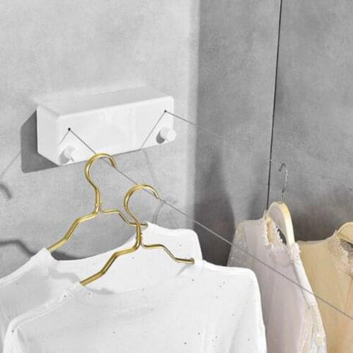 2020 Double Row Clothes Dryer Telescopic Clothesline Wire Rope Wall Mounted Washing and Drying Machine Clothes Hanger WJ817