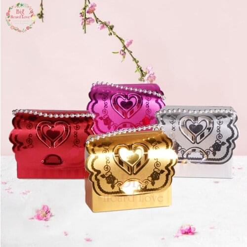 25pcs Bronzing Flower Candy Box Laser Cut Heart Chocolate Box Portable Box Wedding Party Gift Box Birthday Party Decor Adult