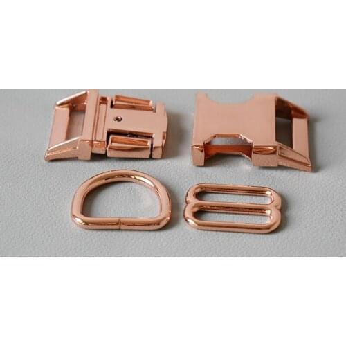 50 Suit (25mm) Webbing Golden Metal Slider Adjustable Buckle Loops DIY Straps Bags Belts Accessory-Rose Gold