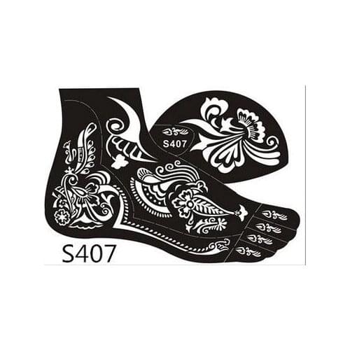 6pairs=12pcs Henna tattoo Stencil tattoo paste Temporary Reuse Henna Tattoo Template Foot Painting Art Both Foot 16 Model Choose