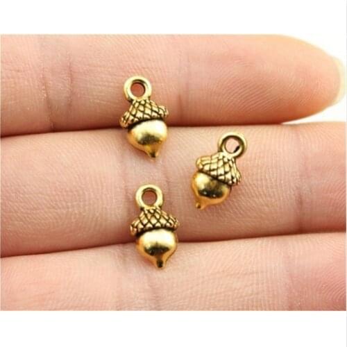 8Pcs 3D Acorn Charms Pendant Tibetan Silver Color Gold Accessories Fit Diy Earring Handmade Findings Jewelry Making Supplies